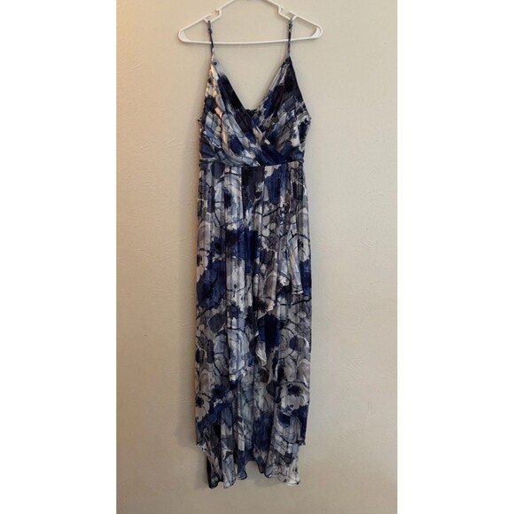 LULUS Large Blue Floral Maxi High Low Flowy Dress Womens Whimsy Fairy Fem - Picture 1 of 9